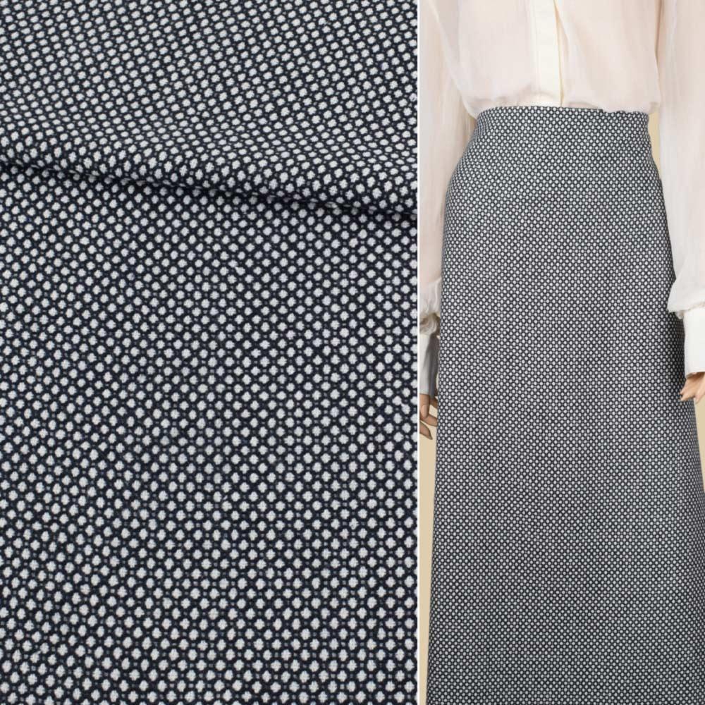 Рогожка синя темна, білі стільники, ш.150