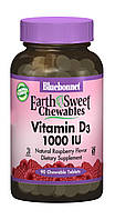 Витамин D3 1000IU, Вкус Малины, Earth Sweet Chewables, Bluebonnet Nutrition, 90 жевательных таблеток