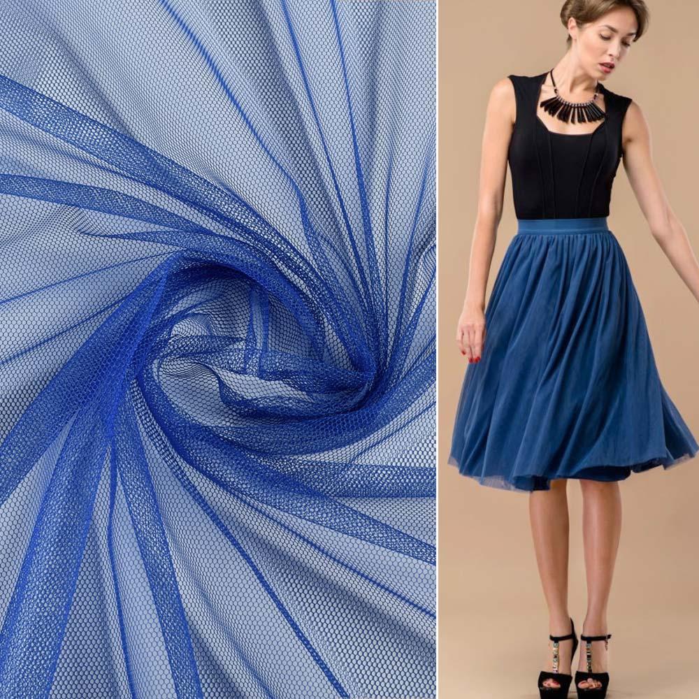 Сітка м'яка тонка синя-електрик, ш.170