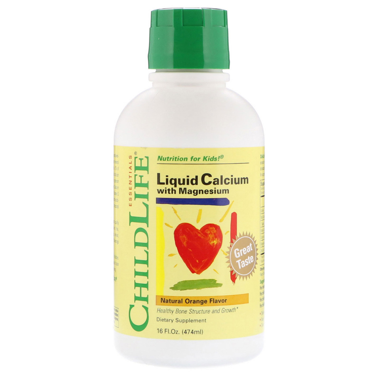 Рідкий Кальцій і Магній для Дітей зі Смаком Апельсину, Calcium with Magnesium, ChildLife, 474 мл
