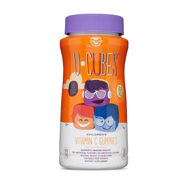 Вітамін C для дітей Solgar U-Cubes Children's Vitamin C (90 жувачек) солгар, фото 1