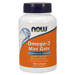 Омега 3 Now Foods Omega-3 Mini Gels (180 капс) риб'ячий жир нау фудс