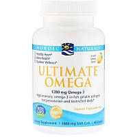 Рыбий Жир, Вкус Лимона,Nordic Naturals, Ultimate Omega, 1000 мг, 60 мягких капсул