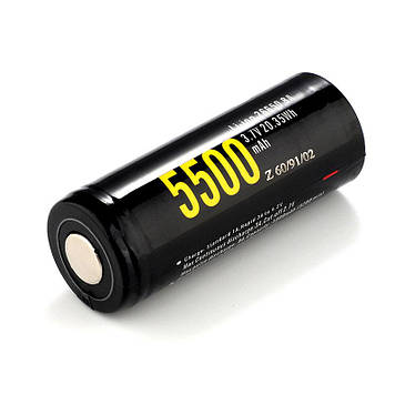 Акумулятор Soshine 26650P 3,7V 5500mAh + Ев + зарад від microUSB. (1 шт.)