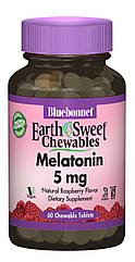 Мелатонін 5 мг, Смак Малини, Earth Sweet Chewables, Bluebonnet Nutrition, 60 жувальних таблеток