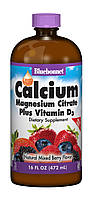 Жидкий Кальций Цитрат Магния + Витамин D3, Вкус Ягод, Bluebonnet Nutrition, 16жидких унций (472мл)