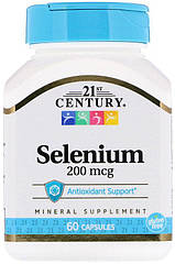 Селен 21st Century Selenium 200 mcg (60 капс) 21 століття центурі селениум