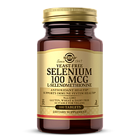 Селен, ( Селенометионин), Selenium, Yeast-Free, Solgar, 100 Мкг, 100 Таблеток