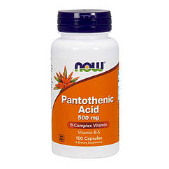 Пантотенова кислота Now Foods Pantothenic Acid 500 mg (100 капс) вітамін б5 нау фудс