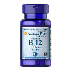 Вітамін Б12 Puritan's Pride Vitamin B-12 500 mcg (100 таб) цианокобаламин пурітанс прайд