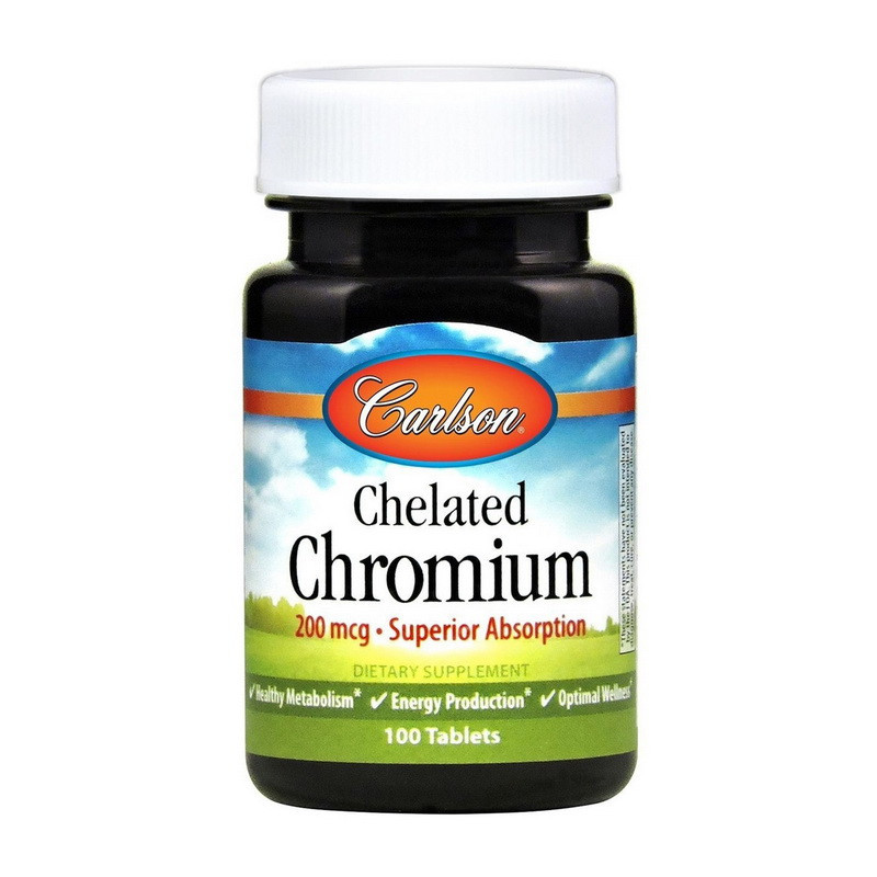Хром хелат Carlson Labs Chelated Chromium 200 mcg (100 tabs) карлсон лабс