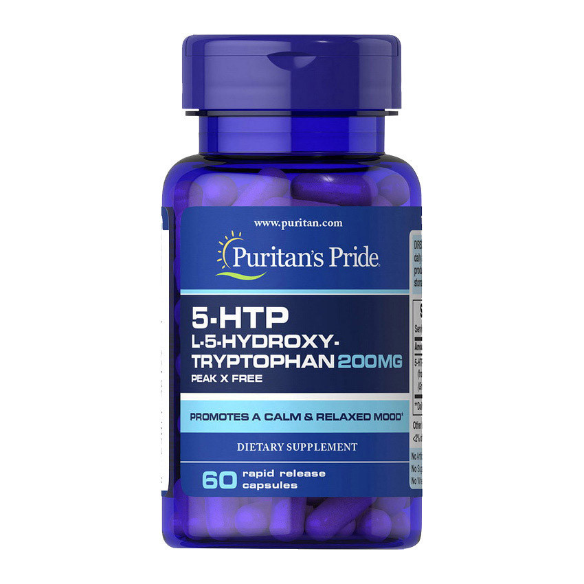 5-гідрокситриптофан Puritan's Pride 5-HTP 200 мг (60 капсул) пурітанс прайд