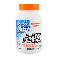 5-гідрокситриптофан Doctor's BEST 5-HTP 100 мг Enhanced with Vitamins B6 and C (120 капсул) доктор бест