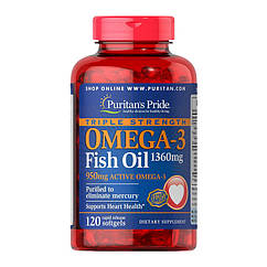 Омега 3 Puritan's Pride Triple Strength Omega-3 Fish Oil 1360 mg (120 капс) риб'ячий жир пурітанс прайд