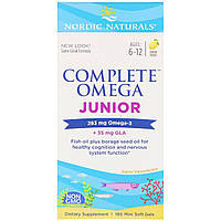 Рыбий Жир для Подростков, Вкус Лимона, Complete Omega Junior, Nordic Naturals, 283 мг, 180 Капсул