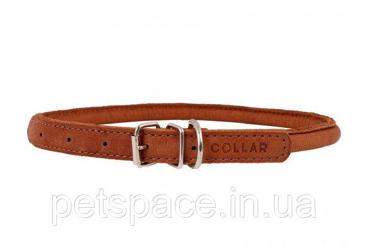 Нашийник Collar WauDog Soft (шкіряний, коричневий, з адресником 8мм/40см)