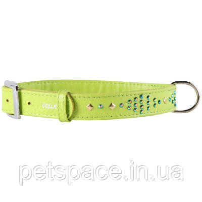 Нашийник Collar WauDog Glamour (зі стразами у формі ромбів 25мм./38-49см., зелений)