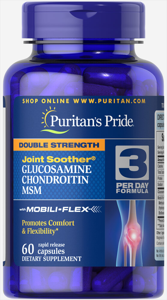 Глюкозамін хондроїтин МСМ Puritan's Pride Double Strength Glucosamine Chondroitin & MSM (60 таб) пурітанс