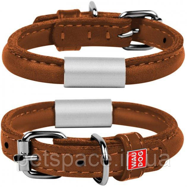 Нашийник Collar WauDog Soft (шкіряний, коричневий, з адресником 10мм/39-47см)