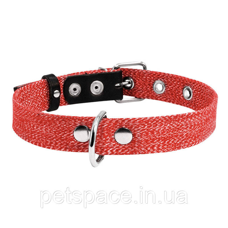 Нашийник Collar WauDog (брезентовий, червоний, 35мм/51-63см)