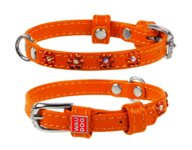 Нашийник Collar WauDog Glamour (зі стразами у формі квіточок 9мм./18-21см., помаранчевий)