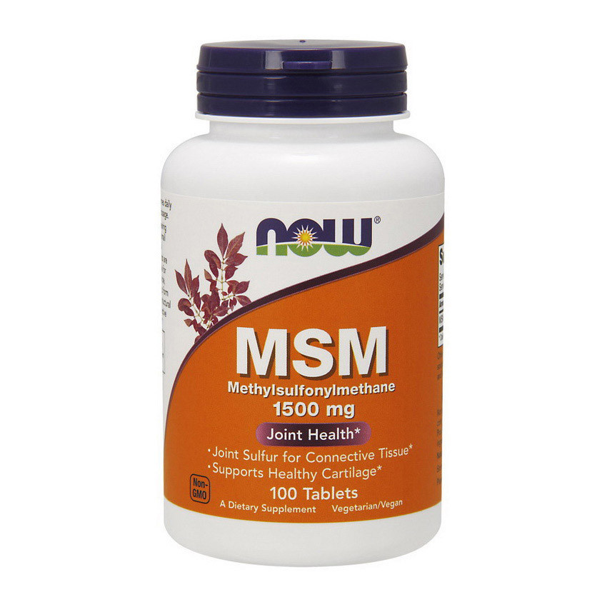 Метілсульфонілметан МСМ Now Foods MSM 1500 mg (100 таб) нау фудс