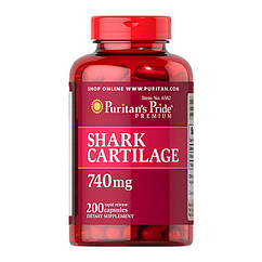 Акулячий хрящ Puritan's Pride Shark Cartilage 740 mg (200 капс) пурітанс прайд