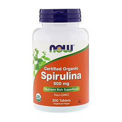 Спіруліна Now Foods Spirulina 500 mg certified organic (200 таб) нау фудс