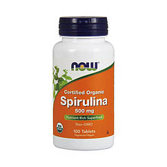 Спіруліна Now Foods Spirulina 500 mg organic (100 таб) нау фудс