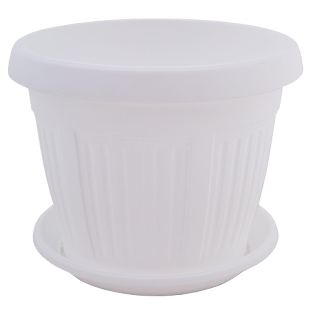 Вазон Ніколь круглий з підставкою 50х38 см 45 л білий Алеана, фото 1