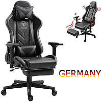 Геймерское кресло игровое с подставкой для ног, до 120кг нагрузка из Германии ts-bs5903. Серый СPC2