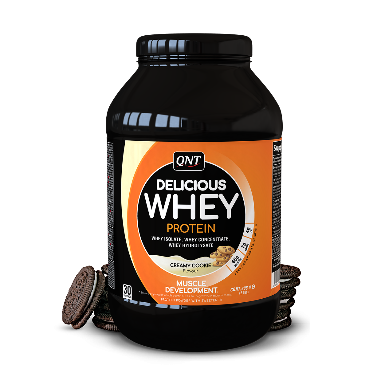 Сироватковий протеїн ізолят QNT Delicious Whey protein (908 г) Кюнт cookies & cream, фото 1