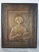 Икона резная из натурального дерева ясеня ЧПУ "Икона Святого Пантелеймона Целителя "