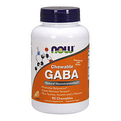 ГАМК Now Foods GABA Chewable 500 мг (90 жуйок) нау фудс гамма-аміномасляна кислота Апельсин