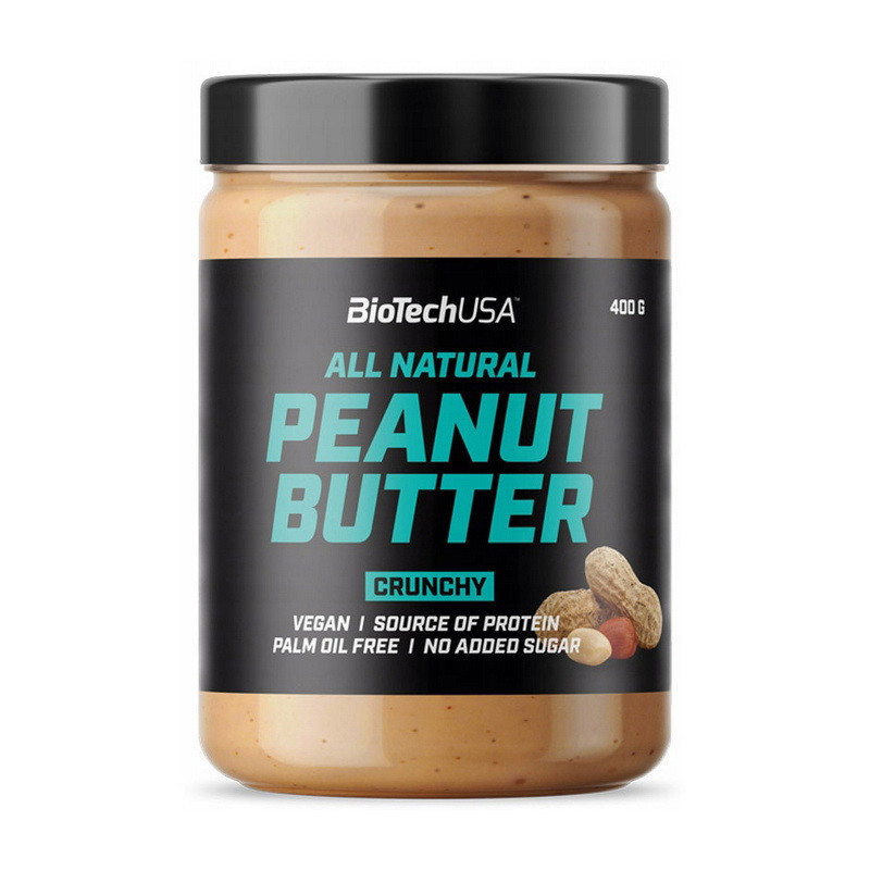 Натуральна арахісова паста BioTech All Natural Peanut Butter (400 г) біотеч crunchy