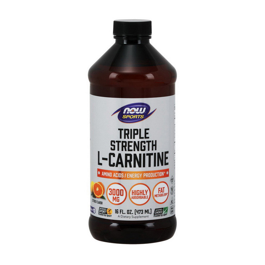Л-карнітин Now Foods L-Carnitine 3000 mg (473 мл) нау фудс citrus