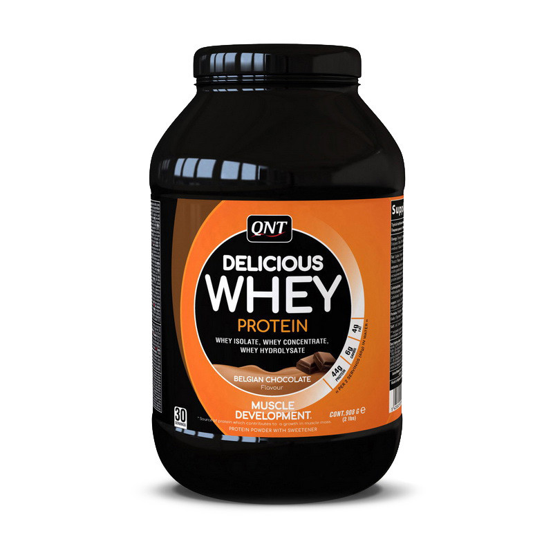 Сироватковий протеїн концентрат QNT Delicious Whey Protein (908 г) делішс вей belgian chocolate