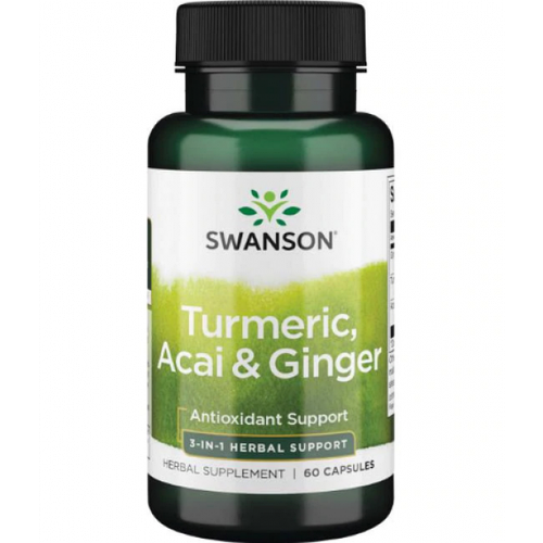 Куркума асаї і імбир Swanson Turmeric Acai Ginger 3-IN-1 60 капсул
