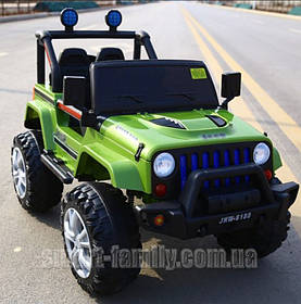 Дитячий електромобіль Jeep (2 мотори по 15W, MP3, USB) ДЖИП Baby Tilly T-7843 GREEN Зелений хакі