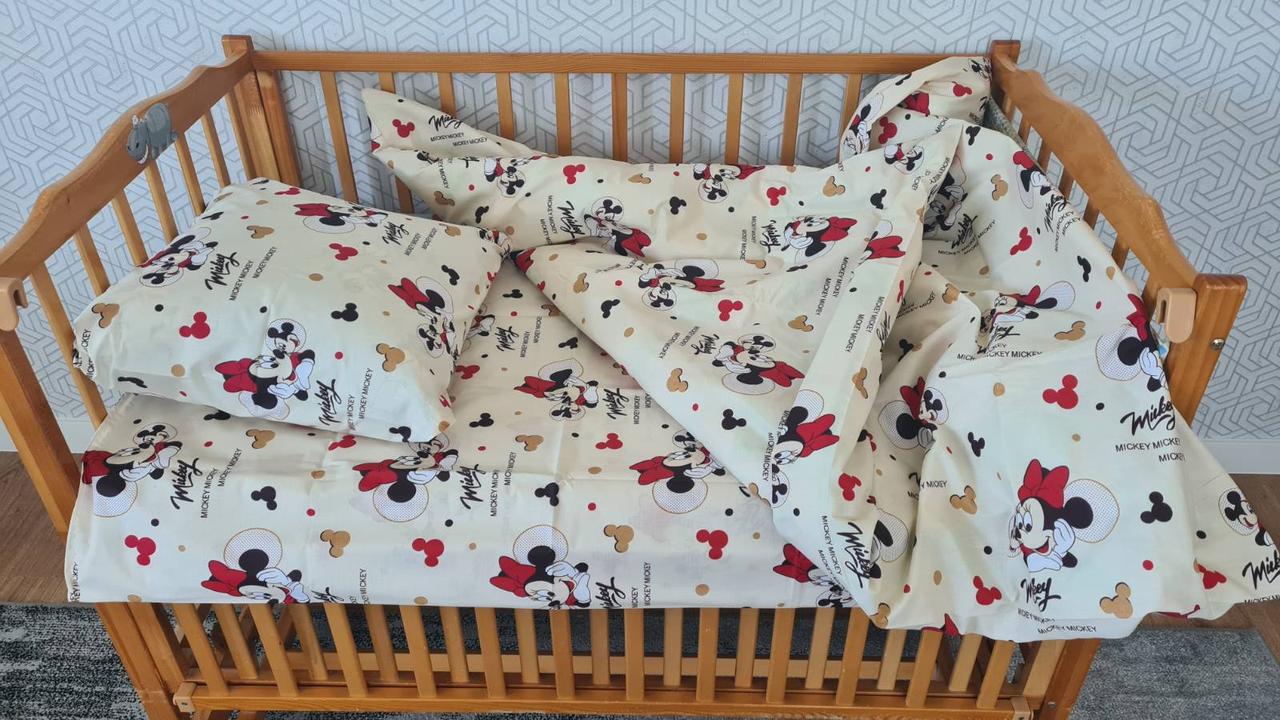 Дитяча постільна білизна в ліжечко - Мікімаус, фото 1