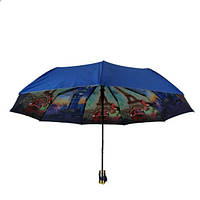 Зонт двосторонній напівавтомат Bellissimo жіночий з містом Світло Синій