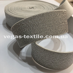 Гумка поясна з люрексом 3 см Срібляста
