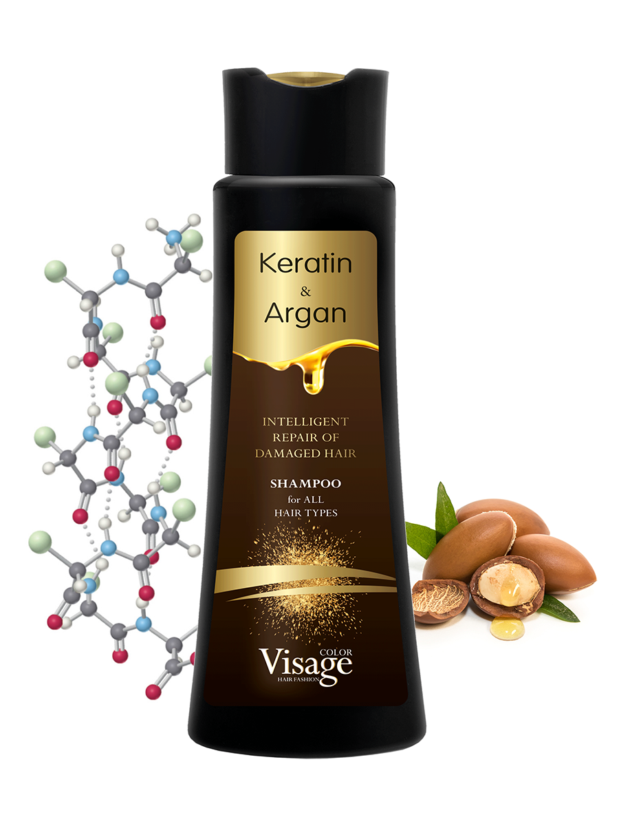 Шампунь для живлення волосся Unice Visage Keratin & Argan з кератином і аргановою олією, 250 мл