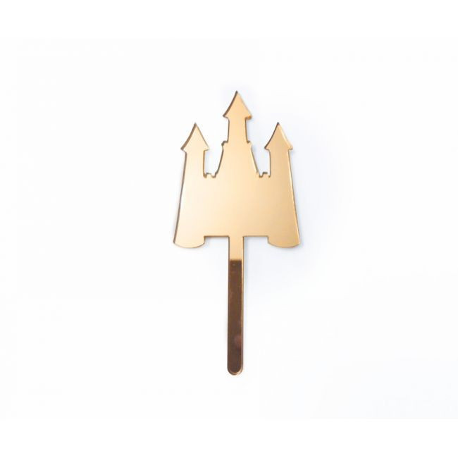 Топер дзеркальний золотий для капкейка "Замок"