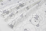 Сатин "Мишки в сірих светрах" на білому тлі № 160-20 з, фото 3