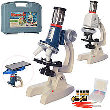Мікроскоп дитячий C2170-C2171, 21 см, світло, пробірки, інструменти, 2 різновиди, на бат-ке