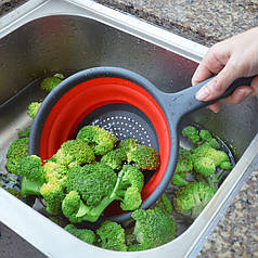 Сито-друшляк силіконовий складаний з довгою ручкою A-PLUS