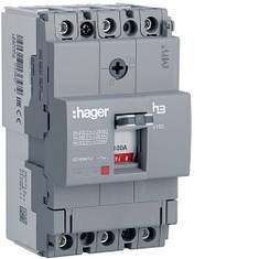 Автоматичний вимикач x160, 100А, 3п, 18kA, Тфікс./Мфікс, Hager HDA100L, фото 1