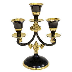 Підсвічник на три свічки (латунь, висота 15 см) — декоративний настільний свічник