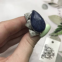 Сапфир кольцо капля 18 размер кольцо с камнем индийский натуральный сапфир в серебре кольцо с сапфиром.